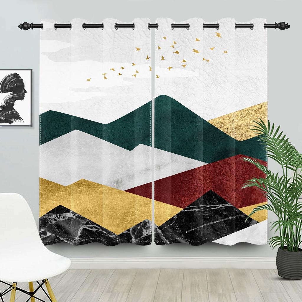 Abstract Landscape Pattern Curtains Style Living Room Bedroom Modern Home Decor Window Drapes Boho Blackout Made Of Polyester Treatment