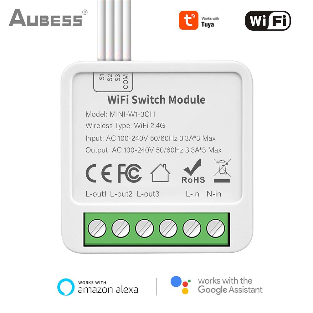 1PC Aubess Mini Tuya 2/3/4gang WIFI Comutator inteligent Modul de comutare DIY Smart Life APP Control Funcționează cu Alexa și Google Home