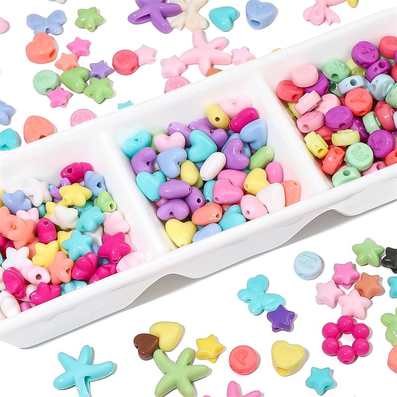 20-200 stk Akryl Søte Hjerte Stjerne Perler For DIY Halskjede Armbånd Øredobber Smykkefremstilling Håndverkstilbehør