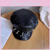 Solid Rivet Color Alternative Streetwear Flat Top Hat Waterproof Punk Fans Goth