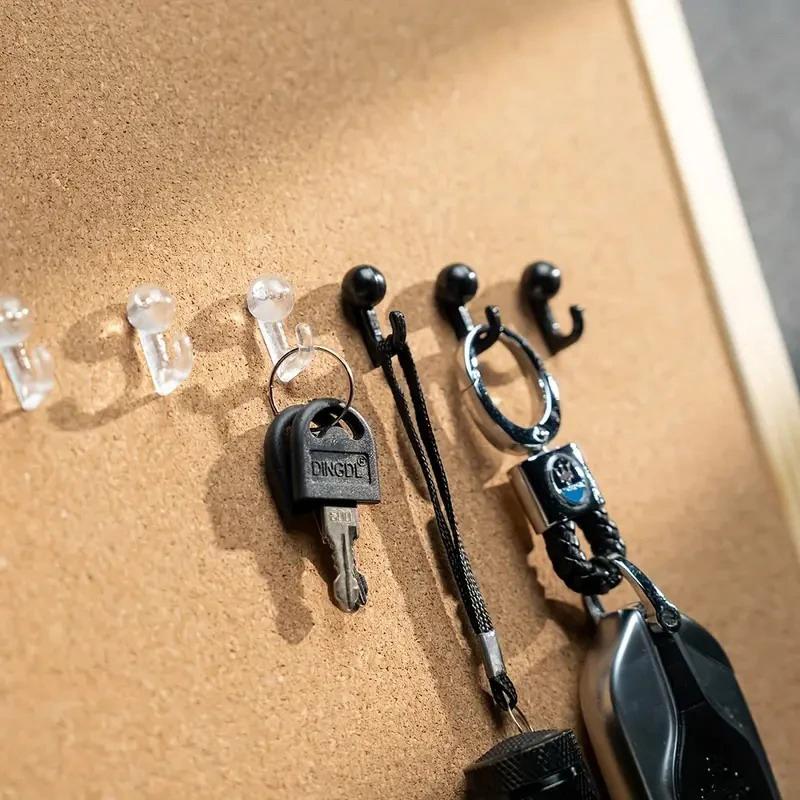 50 Stück Schwarz Transparent Kunststoffköpfe Reißzweckenhaken Dekorative Reißnägel Haken Rückseite Reißnägel Haken für Korkwand