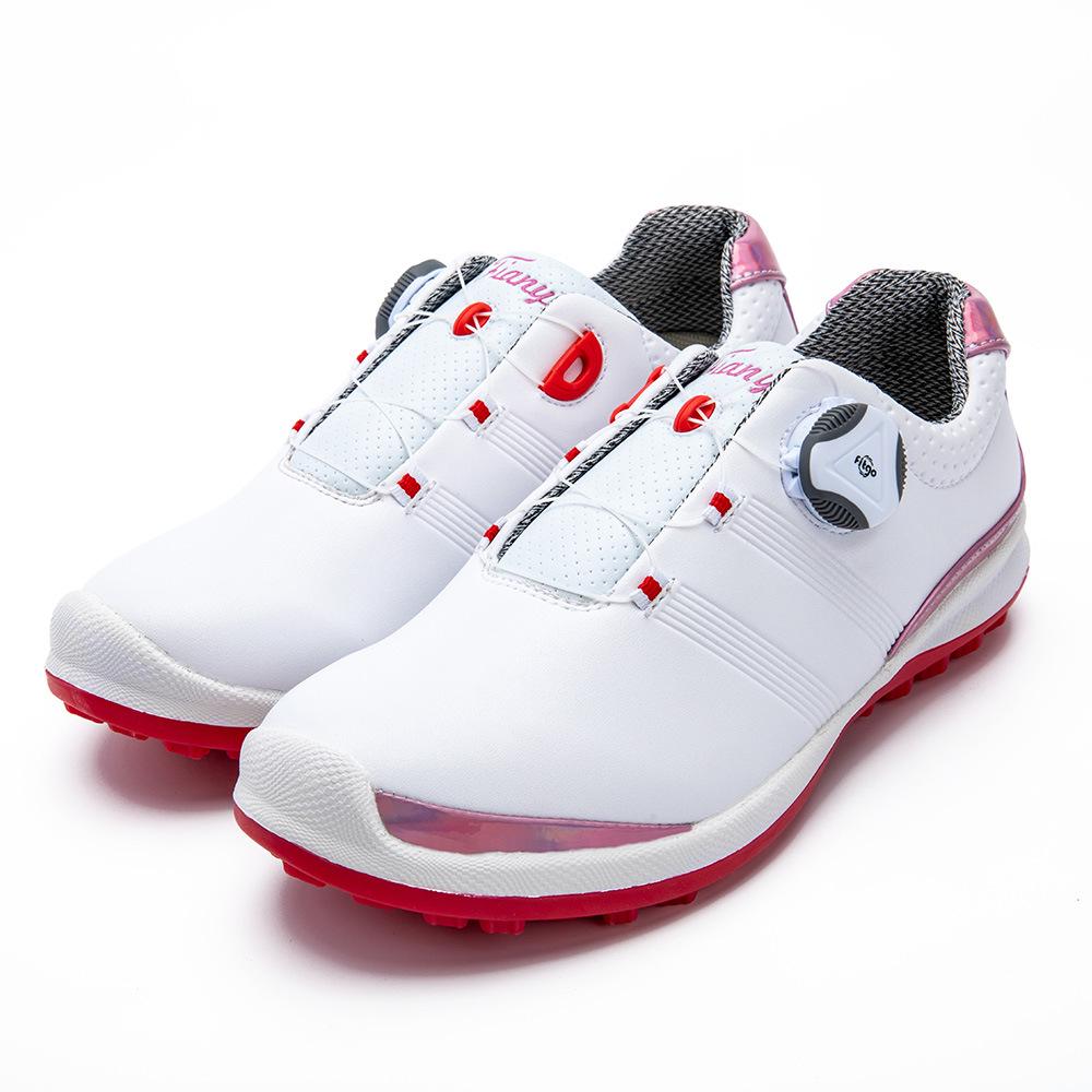 

Women s Lightweight Waterproof Golf Shoes with Breathable Lining and Microfiber Leather Upper Size 39 білий/рожевий