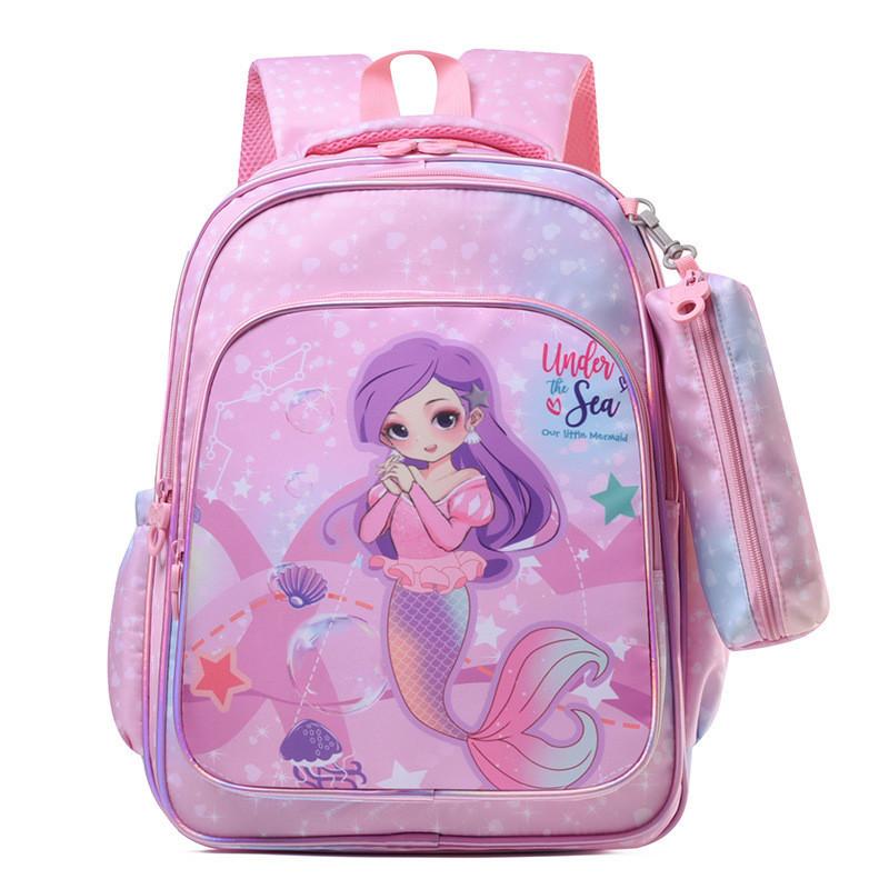 Очаровательный детский мультяшный рюкзак-астронавт, милый школьный рюкзак с пеналом Pink Mermaid