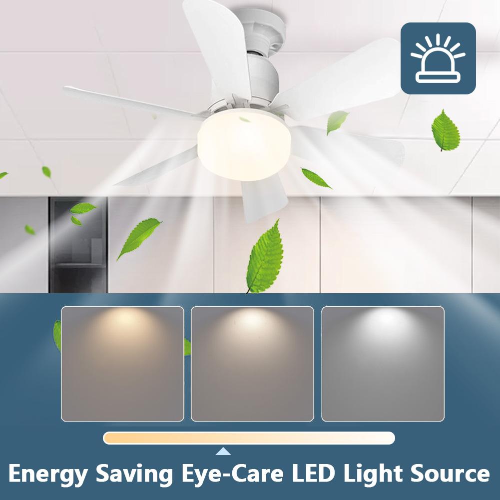 Silent Ceiling Fan with LED Light Remote Control Small Ceiling Fan with Lights Remote Control for Bedroom Kitchen Living Room