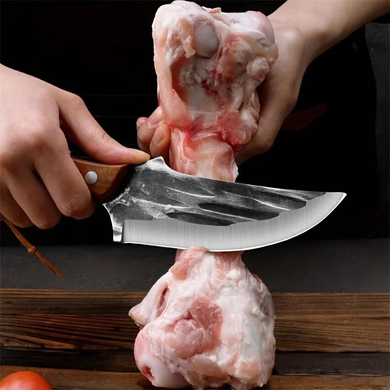 PLYS forging and bone cutting knife, portable and multi-purpose small blade, sharp meat cutting knife, thick cutting knife