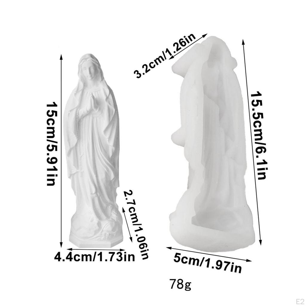 Religious Mary Statue Decoration Silicone Candle Shaping Holy Mother Sculpture Gypsum Resin Statues