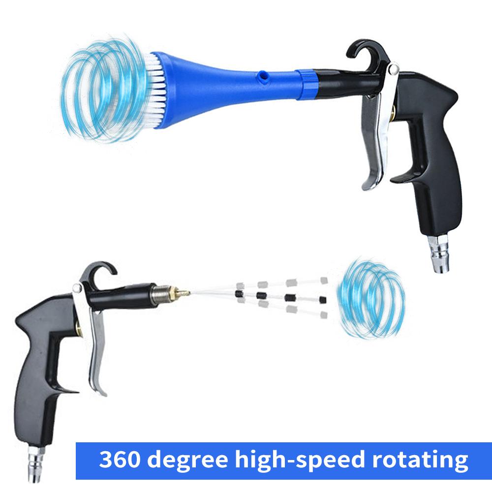 Car Cleaning Gun Tools Air Blow Gun Dry Brush Cleaning Gun with 2 Nozzles 1 4inch Air Inlet Adapter 360 Degree Rotate