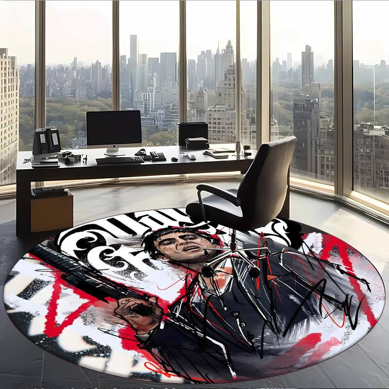 Scarface (14) Round Office Rug Decorative Floor Rug for Office Bedroom Living Room and Home Space