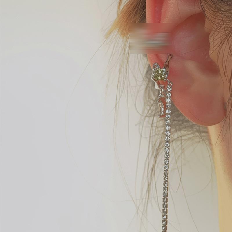 Zirconia Water Drop Tassel No-Piercing Ear Clip: Luxurious & Versatile Fashion Earrings