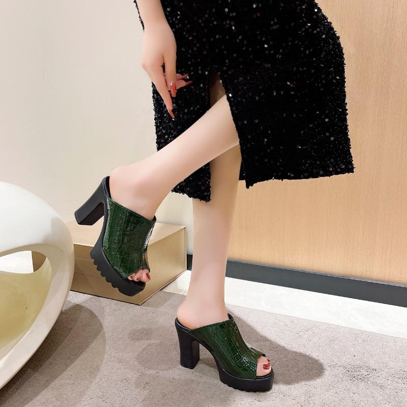 Fashion 2025 NEW Summer Heeled Slippers Ladies  Women Sandals Peep Toe Outside Women's Slipper Female Platform Sandals