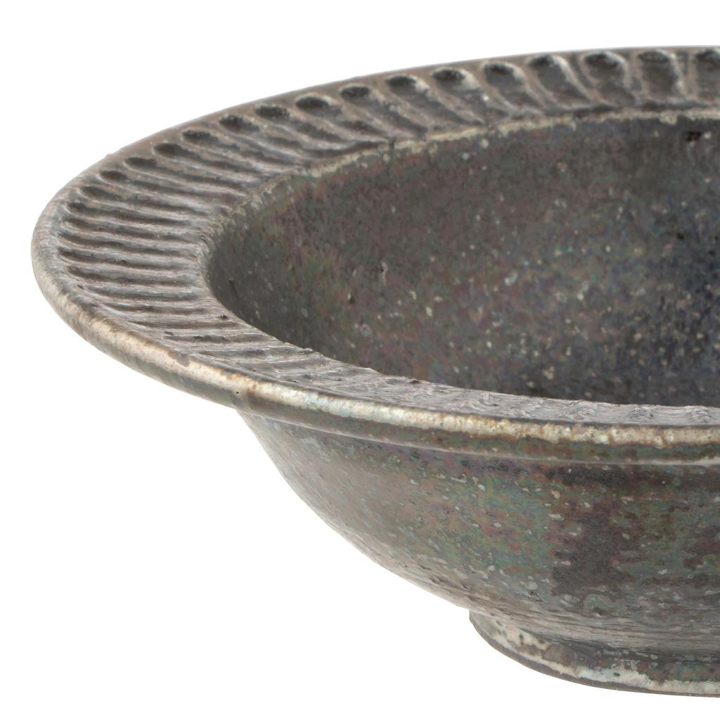 Marui Seito Shigaraki Ware Hechimon Bowl, Diameter 18cm, Black Glaze Carving, Black, MR-3-4145