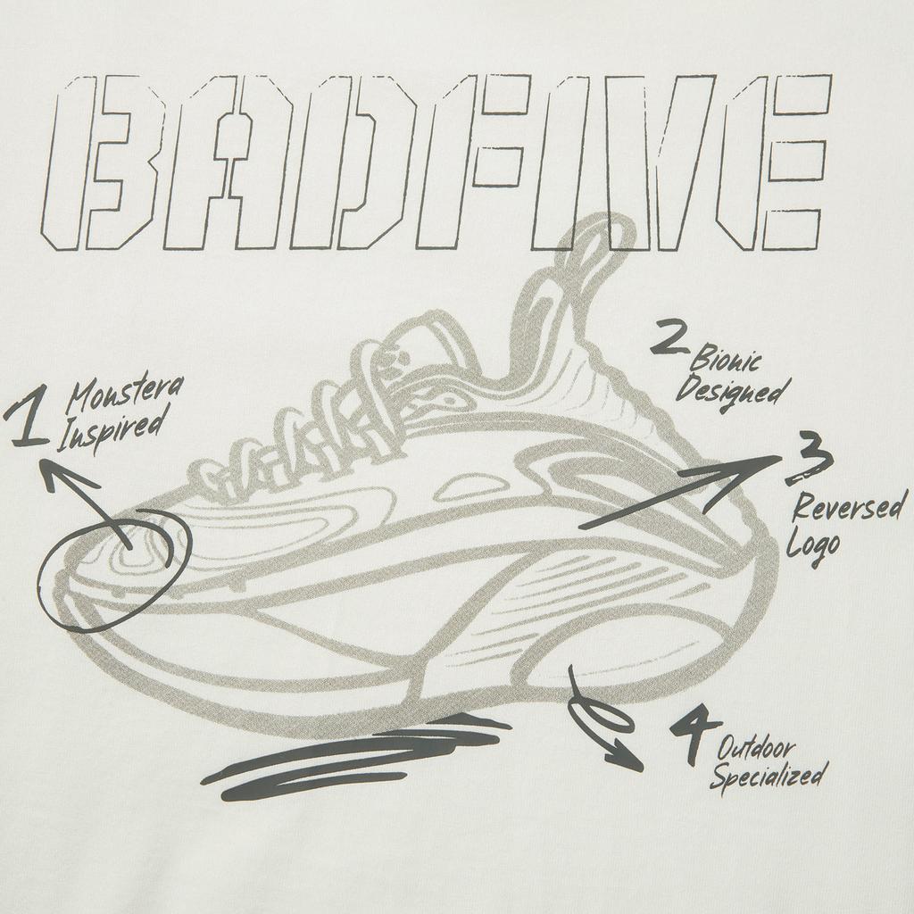 Li Ning Badfive Drukowany List Okrągły Dekolt Wygodna Oddychająca Wszechstronna Luźna Koszulka z Krótkim Rękawem Męskie Top Off-White AHSV061-2