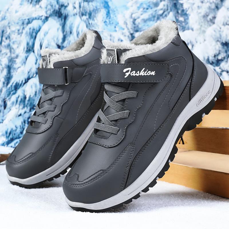 Cotton Shoes Men's Winter Velvet Thickened Walking Cotton Boots Large Size Outdoor Sports Warm Elderly Cotton Shoes