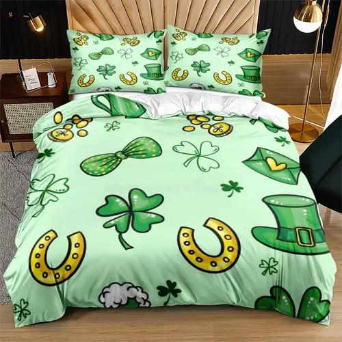 Comforter Four Leaf Clover Four Leaf Clover Background Theme Suitable For Children Kids And Adults Soft And Warm