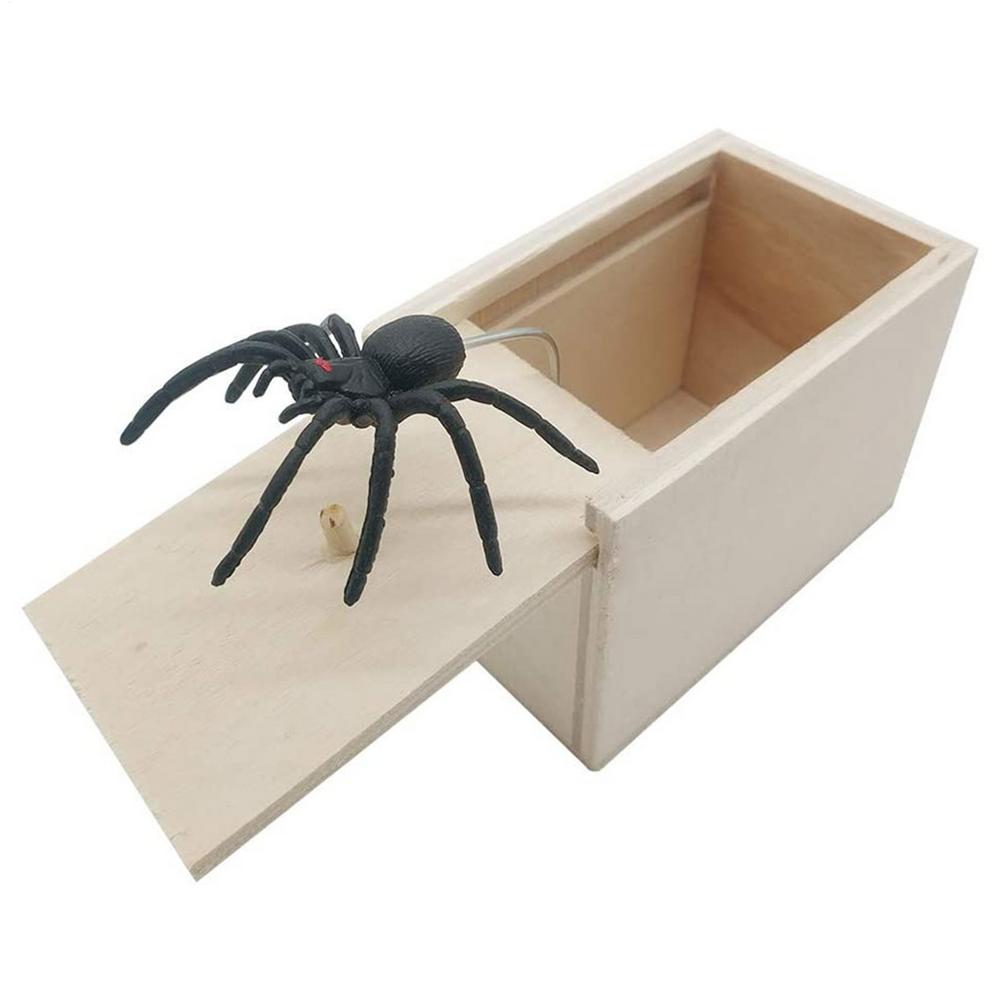 

Wooden Prank Trick Practical Joke Home Office Scare Toy Box Gag Spider Parents Friend Funny Play Joke Gift Surprising Box Other серый