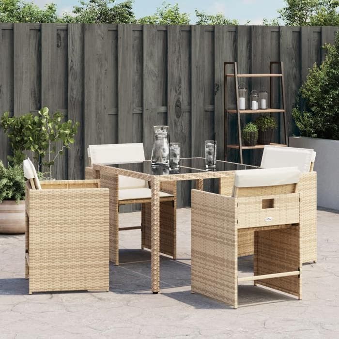 VidaXL Lot de 4 Chaises de Jardin avec Coussins, Sièges de Terrasse, Chaises de Balcon, Meubles de Patio Extérieur, Beige 4007459