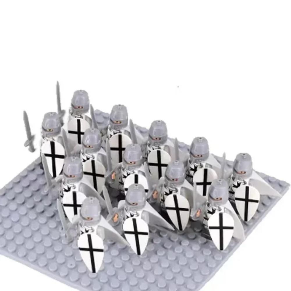 13Pcs Mini Gondor Battle Spearman Body Gurad Infantry VS Roman Solider Eomer Rohan Warriorr Figures Blocks Set Toys for Kids
