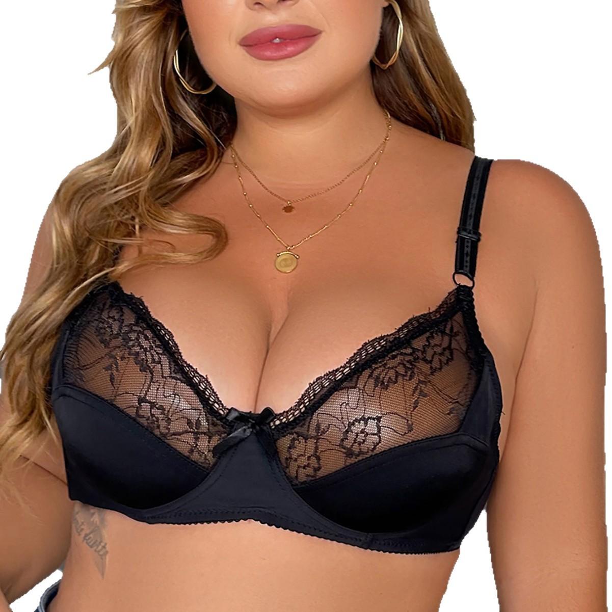 

Европейский и американский ультратонкий кружевной бюстгальтер на косточках с двойной застежкой, формирующий, больших размеров 110C чёрный