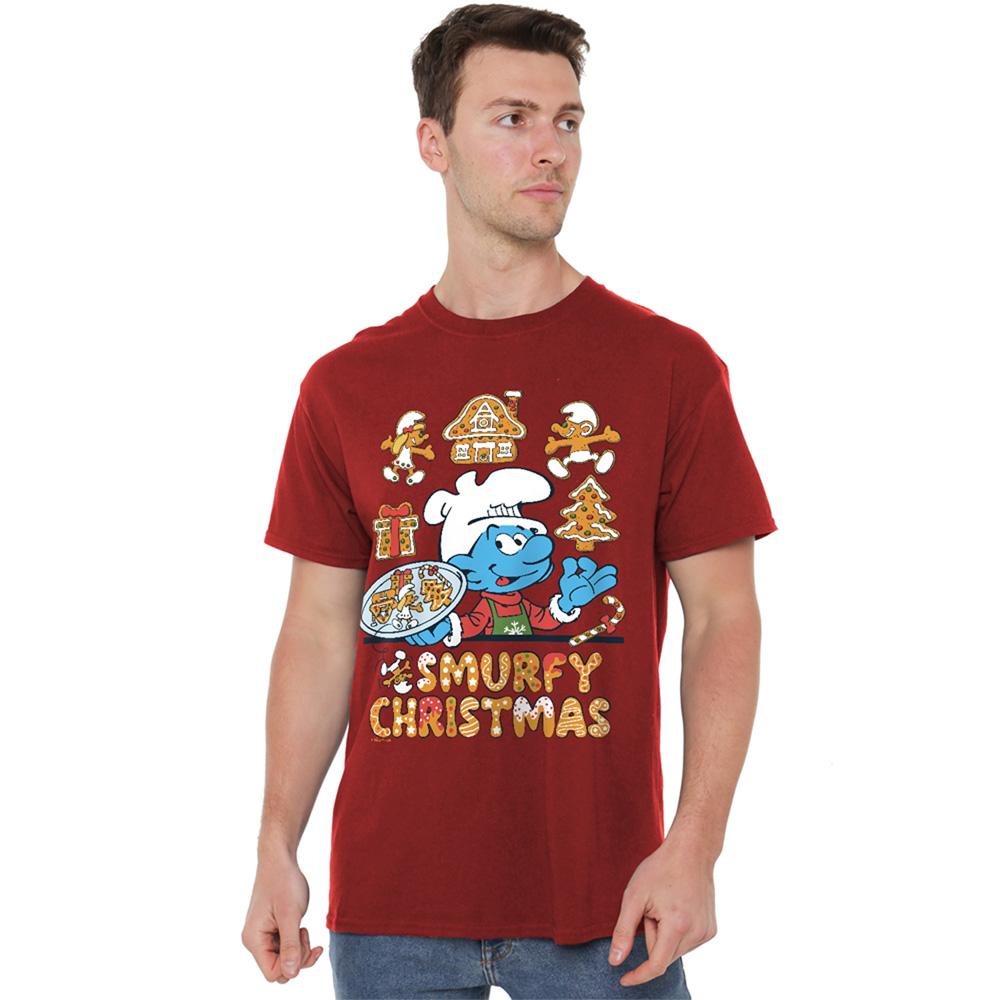 The Smurfs Unisex Adult Brainy Smurf Cookie Christmas T-Shirt