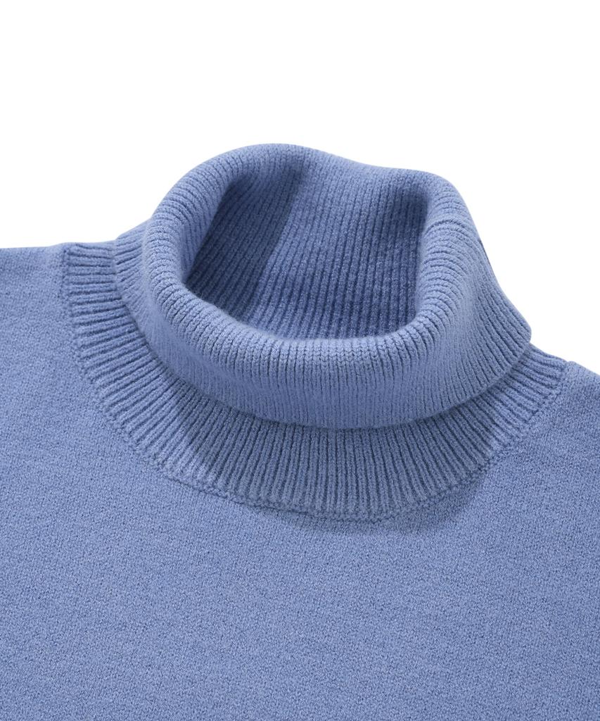 COVERNAT WOMAN Crop C Logo Turtleneck Knit Blue