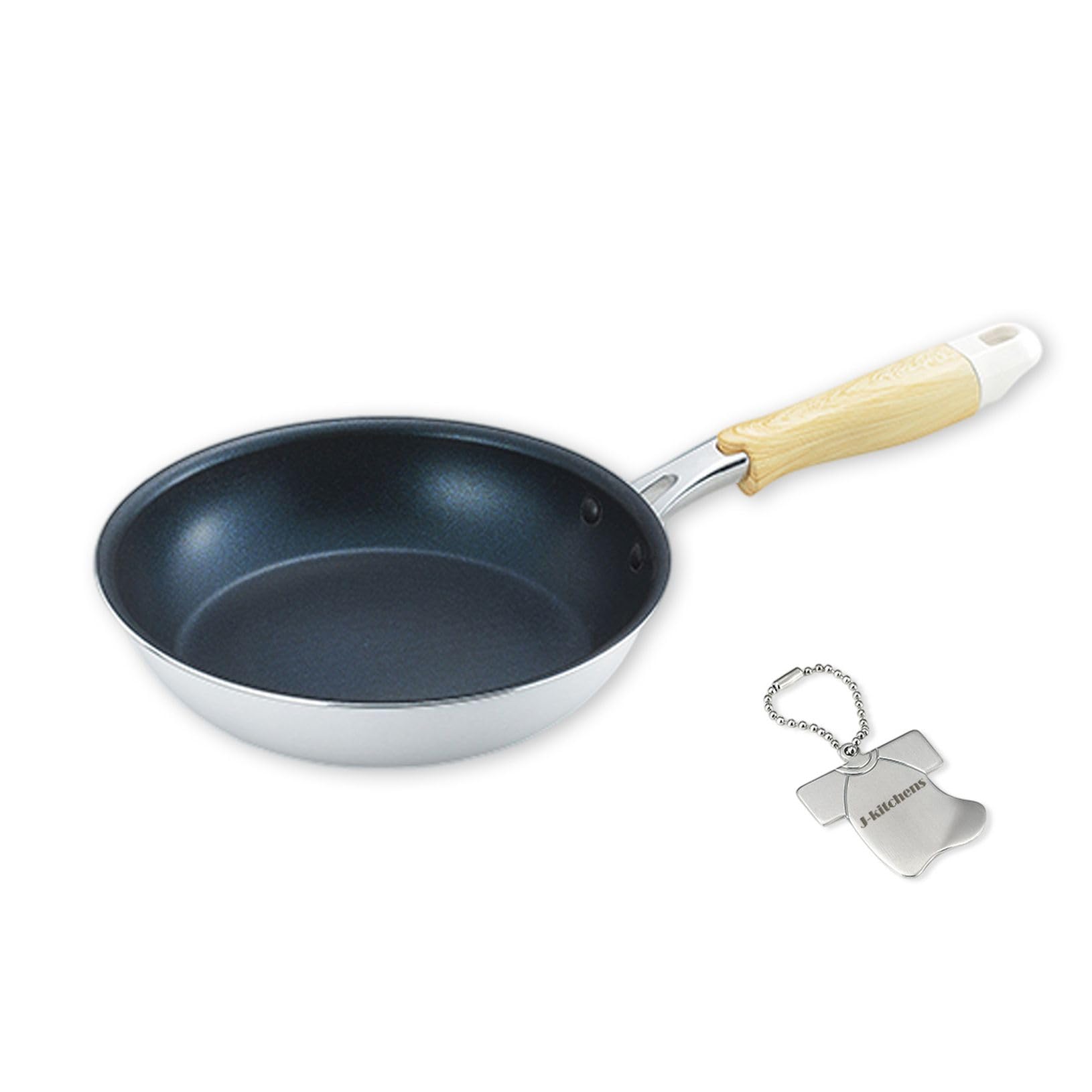 

20cm Frying Induction Gas Fluoropolymer Includes Original J-kitchens Pan, Compatible, Compatible, Diamond-Coated Coating, Kankiri-kun T-Shirt