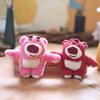 Adorable Pink Strawberry Bear Plush Keychain Cute Stuffed Animal Toy For Bags And Keys