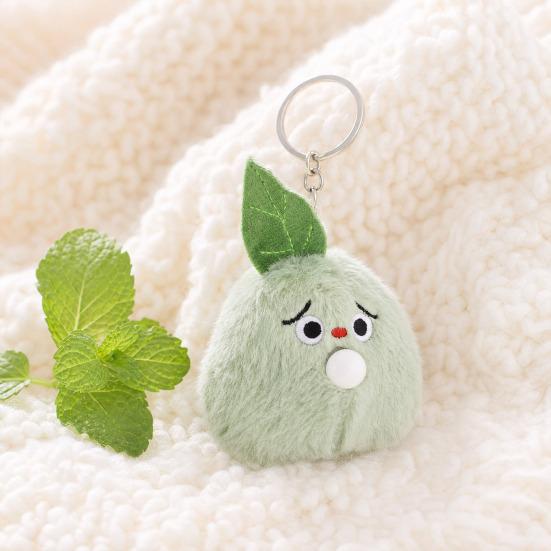 Cute Bubbling Lychee Plush Keychain, Small Stuffed Fruit Mangosteen Pendant for Bag Backpack Purse, Kawaii Key Ring Charm, Gift for Girls Women