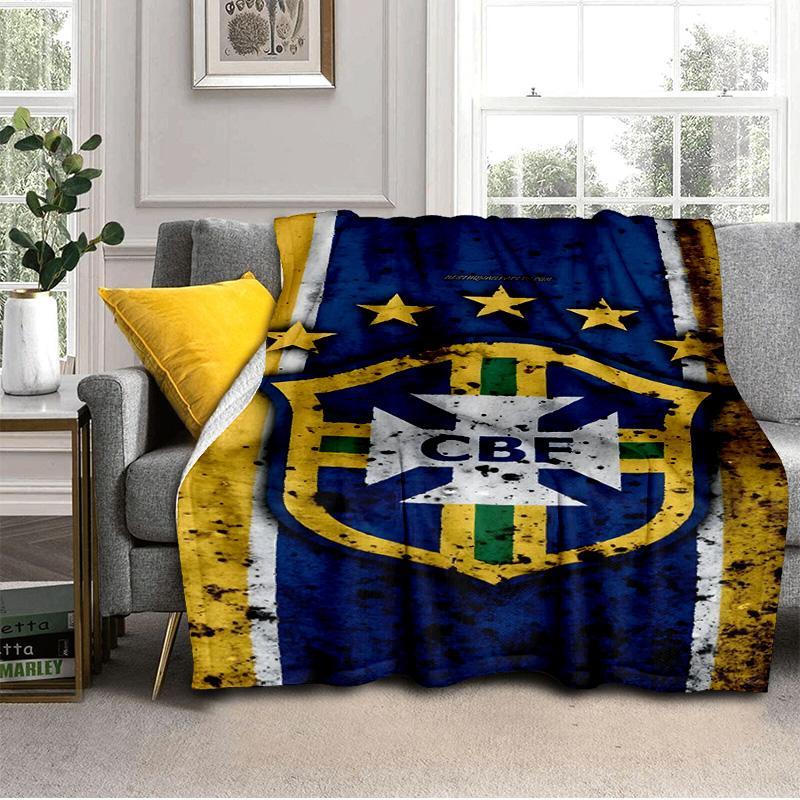 Brazilian Football Federation Printed Throws Blanket Soft Flannel Blankets for Couch Bed Gifts for Men Women Picnic blanket Christmas gifts