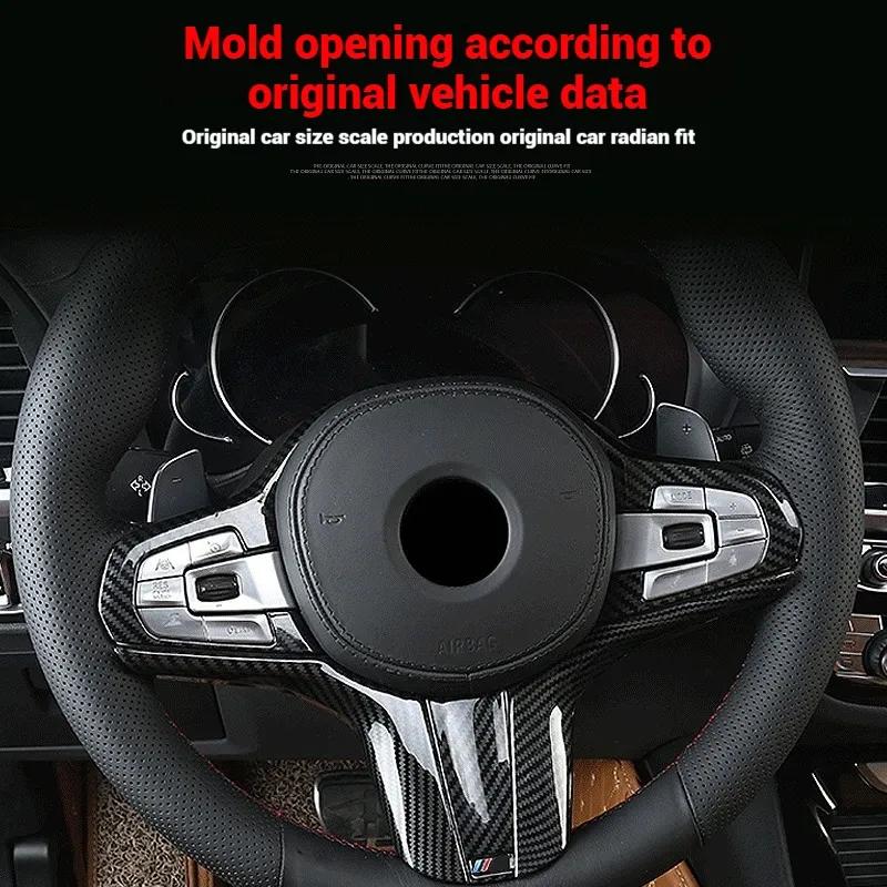 ABS Kohlefaser Auto Lenkrad Knopf Abdeckung Zierleisten Aufkleber Für BMW 3 5 Serie G20 G30 X3 X4 G01 G02 2018-Auto Zubehör
