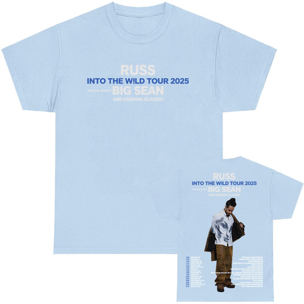 Russ in To The W!LD Tour 2025 T-shirt Summer Short Sleeve Male Tshirts Hip Hop Unisex Streetwear O-neck Rapper Printing T Shirt