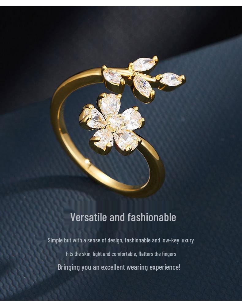 Elegant Gold-Plated Adjustable Wheat Ear Open Ring