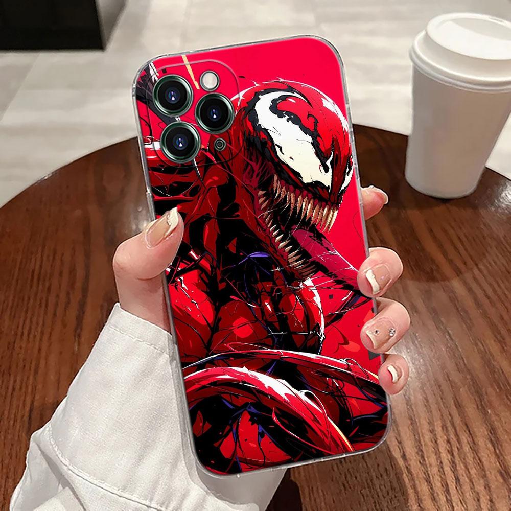 Venom Head Marvel Transparent Phone Case For iPhone 17 Pro Max 17E 11 12 13 14 15 16 Pro Max 15 Plus 17 Air 16E 7 XS Soft Cover