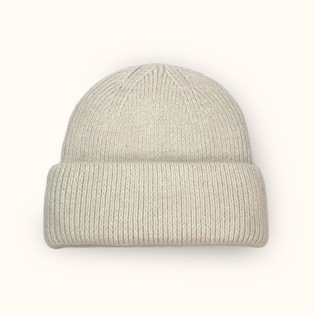 Autumn Winter Fashion Rabbit Hair Knit Hat Double Rolled Brim Warm Cold Hat