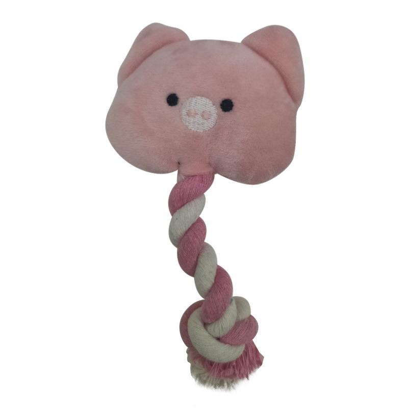 Squeaky Dog Plush Toy Chew Toy For Puppy Teeth Cleaning розовый