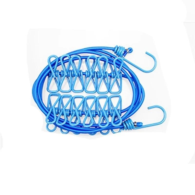 Ветрозащитная портативная уличная бельевая веревка, легко брать с собой, ветрозащитная нескользящая бельевая веревка с 12 прищепками, сушилка для белья