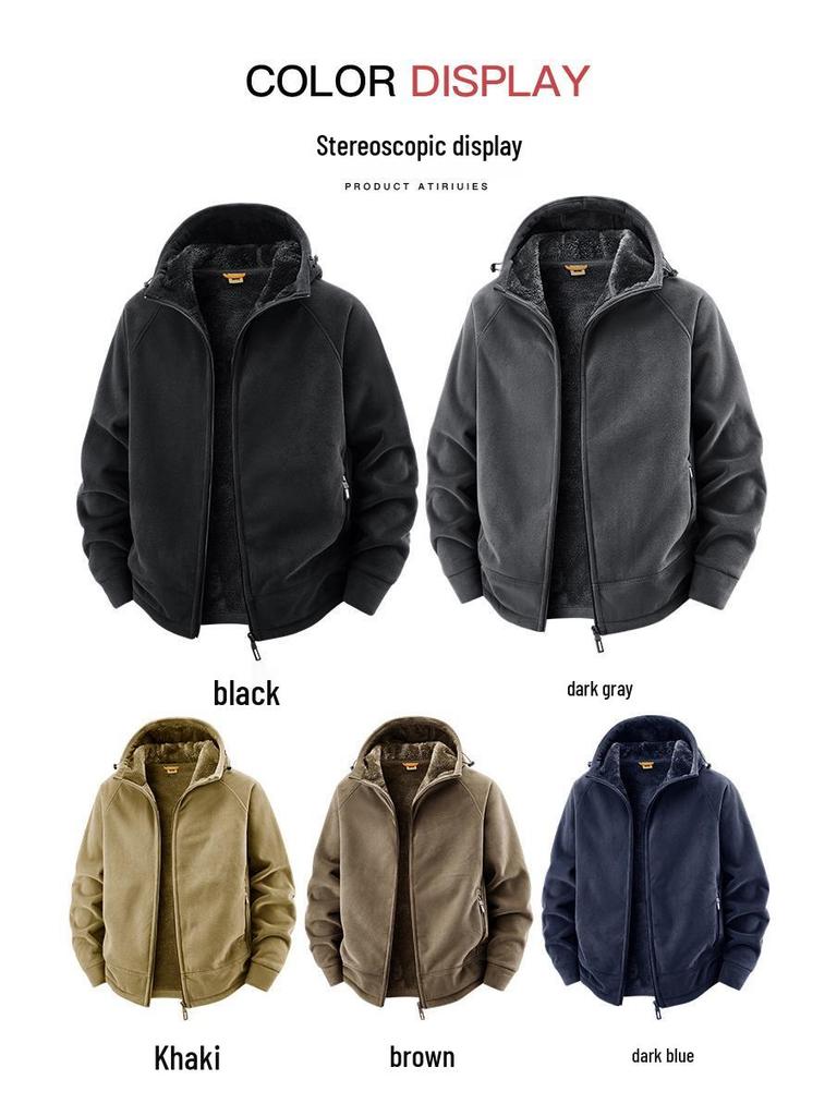 Vielseitige Sherpa Fleece Hoodie Jacke - Warmes Baumwoll-Oberteil für Herbst/Winter Outdoor-Sportarten