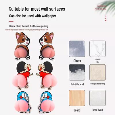 Aimant de réfrigérateur Crayon Shin-chan 3D en silicone - Décor de dessin animé mignon et doux anti-collision