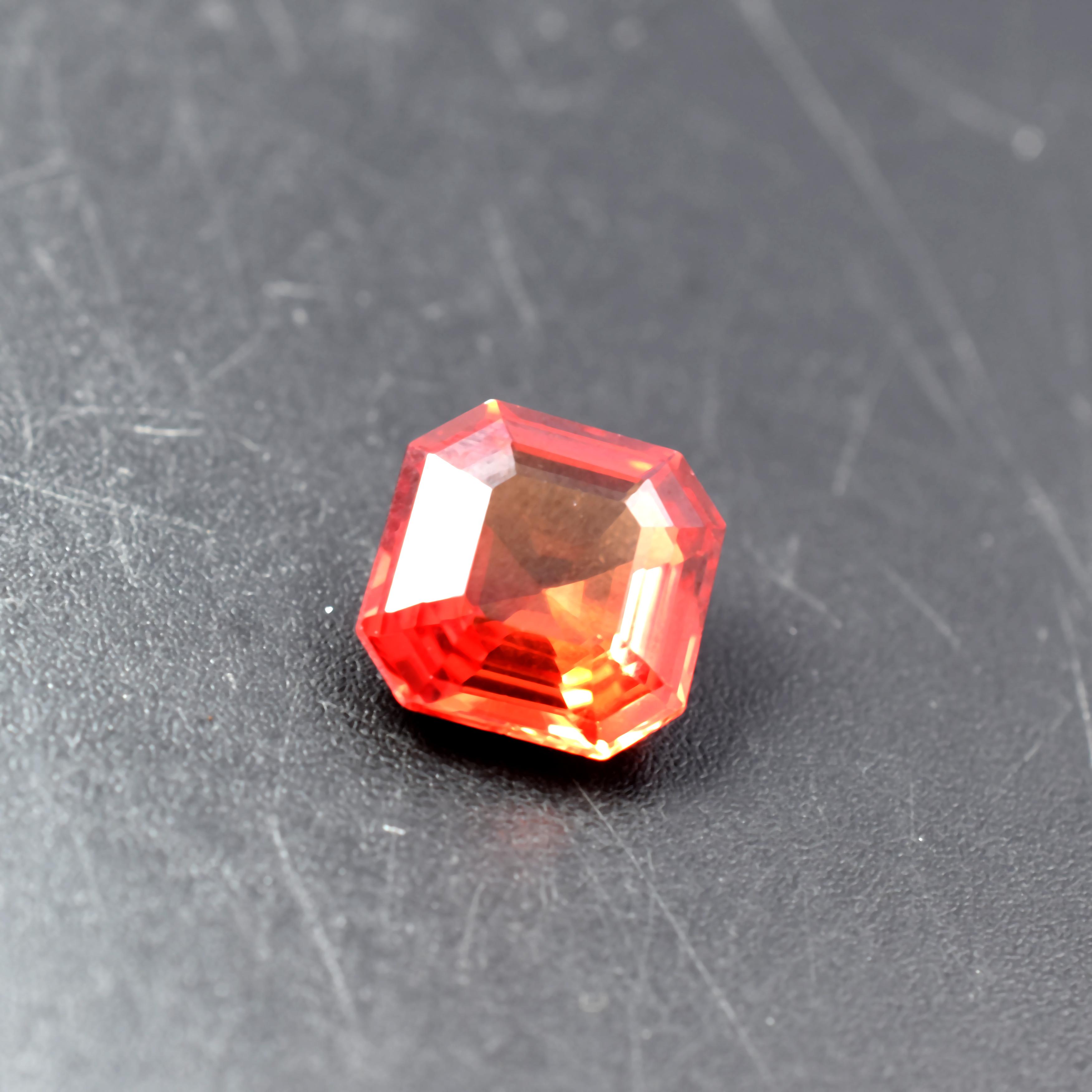 

Ceylon Sapphire Orange Square Cut 7.50 Ct Natural CERTIFIED Loose Gemstone M-2072-sa 11.3 mm approx. помаранчевий