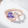 Geometric Purple Zircon Elegant Golden Rings for Women Fashion Accessories Personality Costume Jewelry
