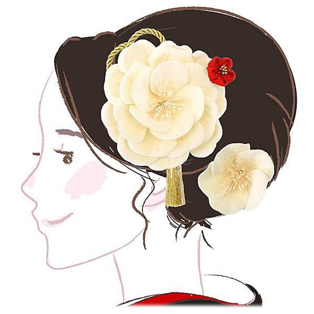 Hair ornament set Furisode ceremony White [Kyoto Usagido] 2-piece coming-of-age kk-081 Tsumami-zaiku