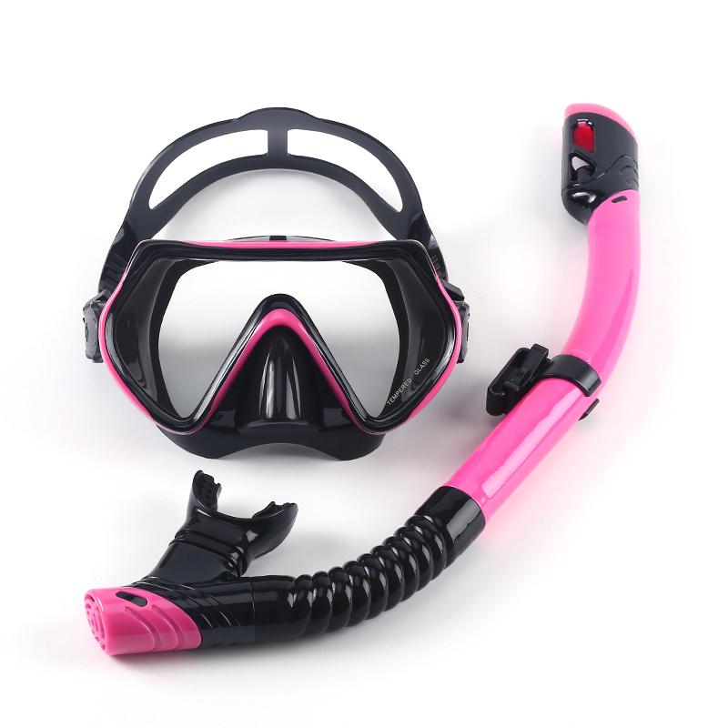 Gratisdykking Snorkelmaske Panoramisk Høyklare svømmebriller Herdet glass med nesedeksel