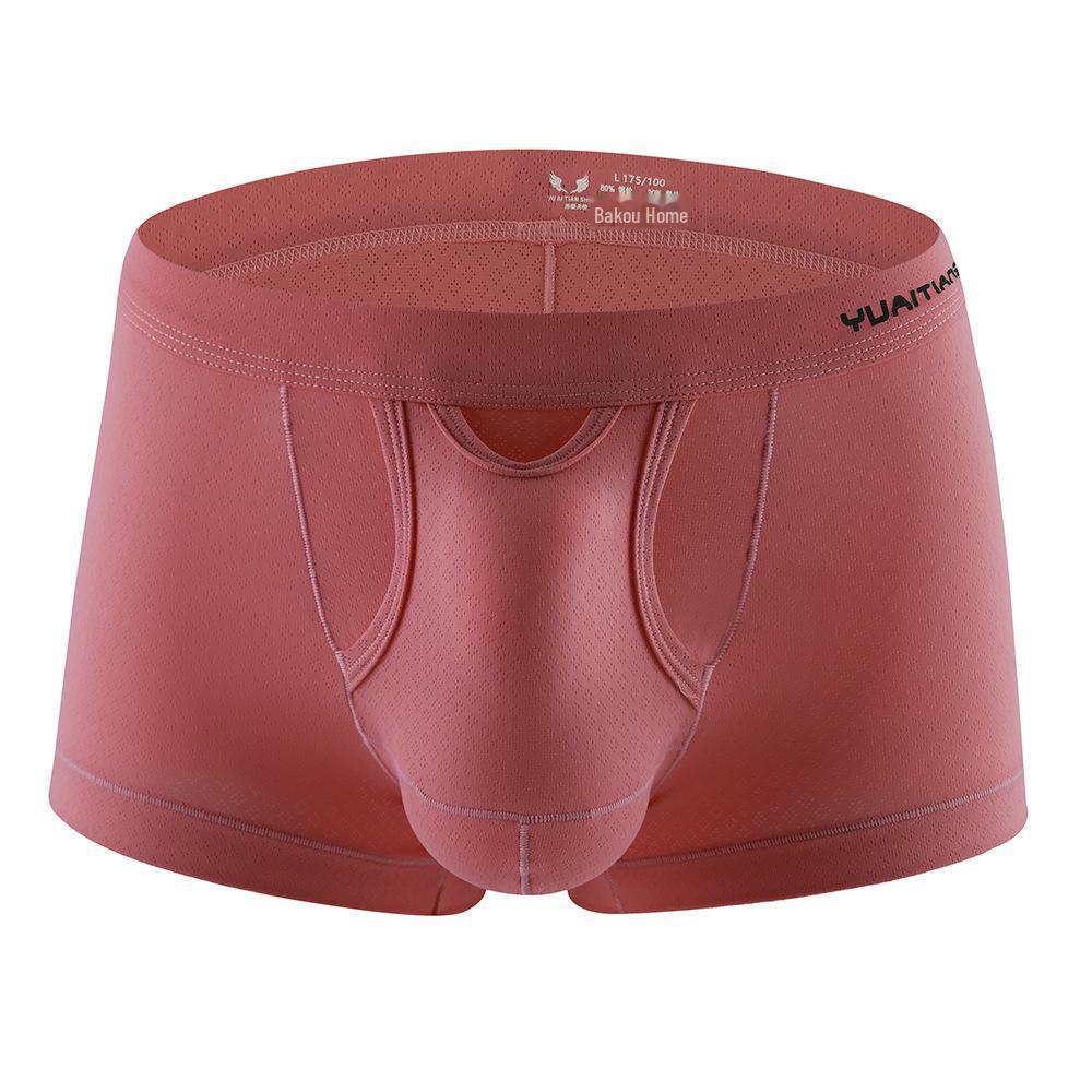 Men's Nylon Mesh Breathable Mid-Waist Boxer Briefs, Japanese Style