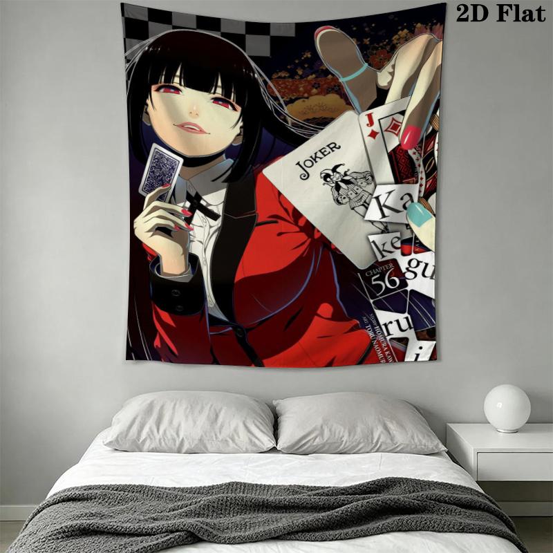 Kakegurui Wall Tapestry Aesthetic Wall Hanging Printed Fabric Blanket Decorative Tapestries for Bedroom Living Room Home Decor