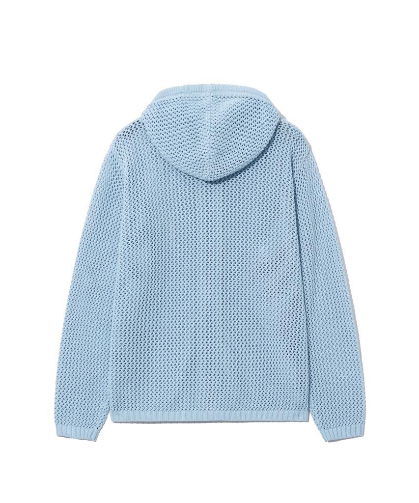 YALE Mesh Hooded Knit Zip-Up Sky Blue