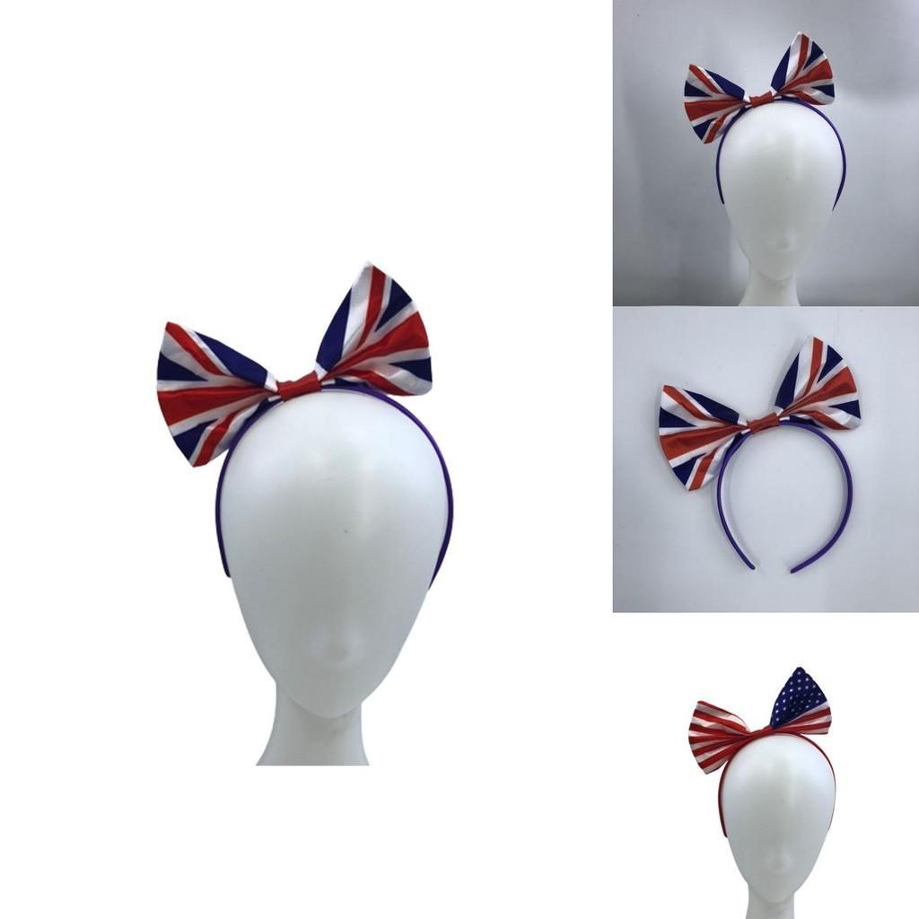 USA/England Fan Schleife Kopfschmuck Fußballclub Anhänger Karomuster Unisex Accessoire