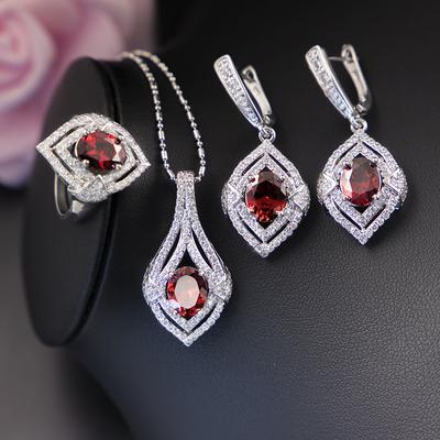 Zircon Three-Piece Jewelry Ice Cream Jewelry Set, Ruby Jewelry Jewelry Sets