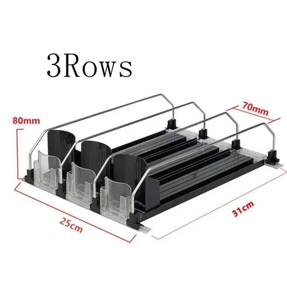 Adjustable Width Drink Organizer Dispenser Spring Push Can Shelf Pusher  Beverage
