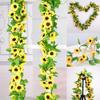 25 Meter Artificial Sunflower Garland With Vibrant Yellow And Orange Blooming Flowers For Elegant Home Decor