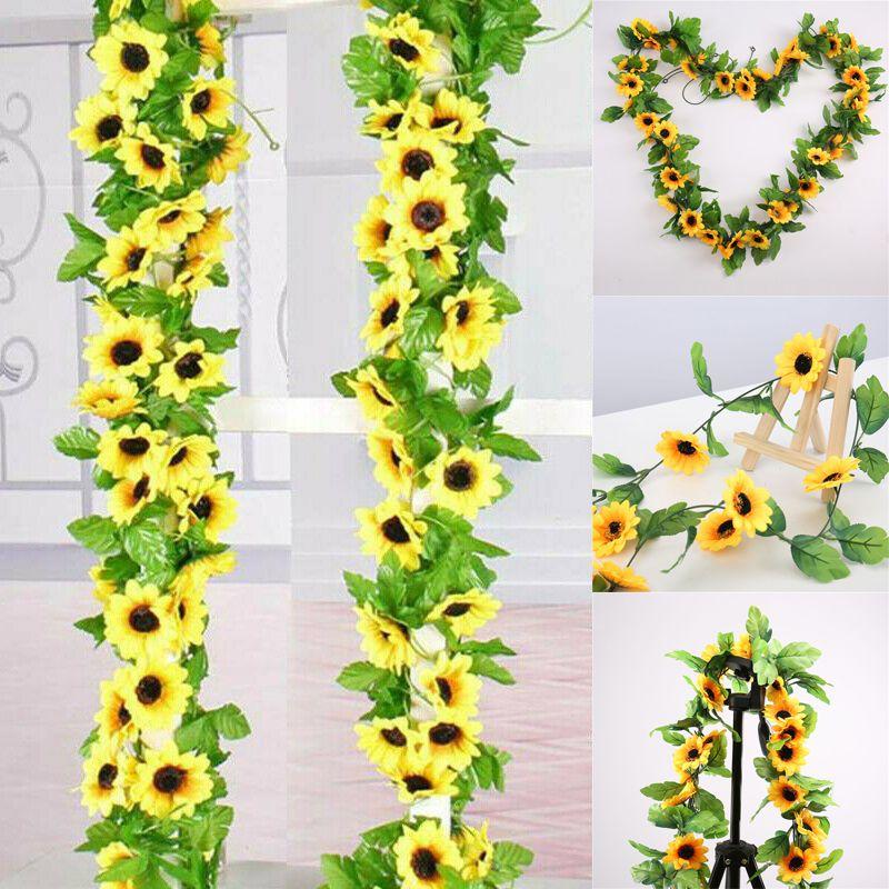 25 Meter Artificial Sunflower Garland With Vibrant Yellow And Orange Blooming Flowers For Elegant Home Decor