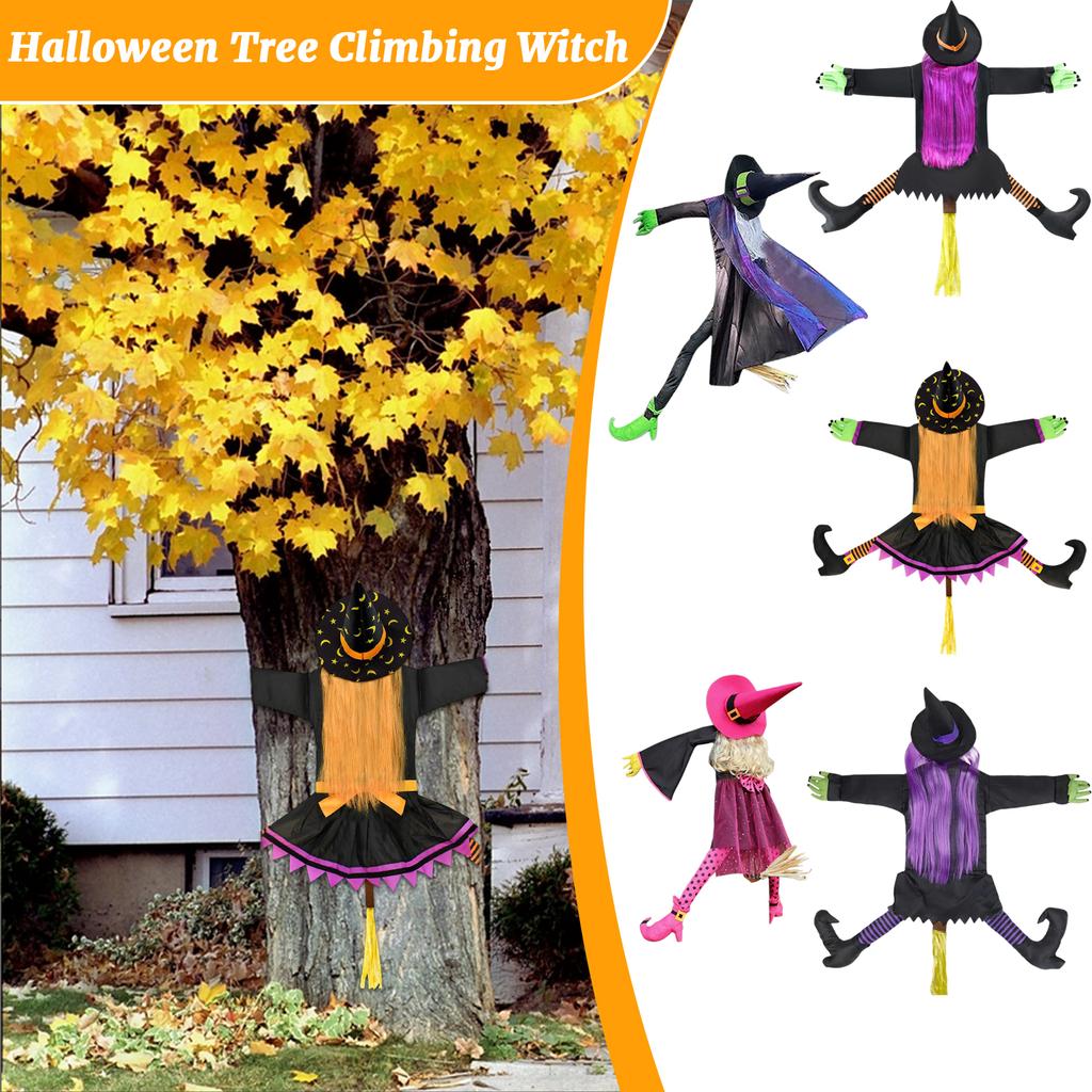 Halloween Tree Climbing Witch LED Light Glowing Tree Climbing Witch Hugging Tree Witch Party Decoration Props